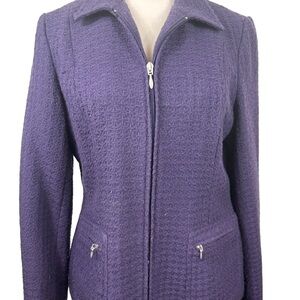 Coldwater Creek purple zip front textured jacket size 8